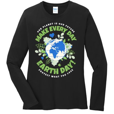 Earth Day Environmental Awareness Ladies Long Sleeve Shirt