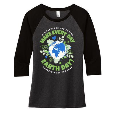 Earth Day Environmental Awareness Women's Tri-Blend 3/4-Sleeve Raglan Shirt