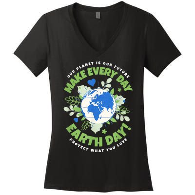 Earth Day Environmental Awareness Women's V-Neck T-Shirt