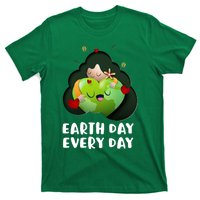 Earth Day Every Day Girl Hugging Globe Save The Planet T-Shirt