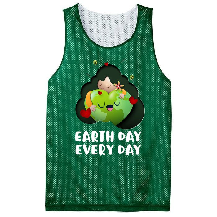 Earth Day Every Day Girl Hugging Globe Save The Planet Mesh Reversible Basketball Jersey Tank