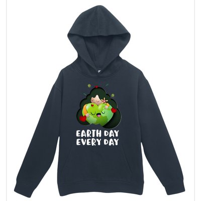 Earth Day Every Day Girl Hugging Globe Save The Planet Urban Pullover Hoodie