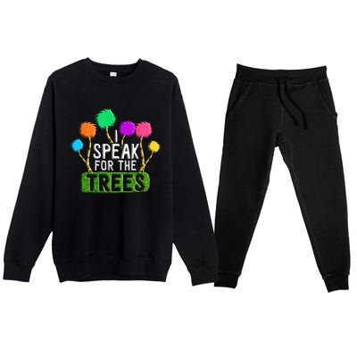 Earth Day Every Day Trees Make The Earth Green Again Funny Gift Premium Crewneck Sweatsuit Set