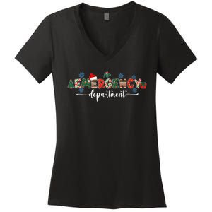 Emergency Department Er Nurse Christmas Emergency Room Women's V-Neck T-Shirt