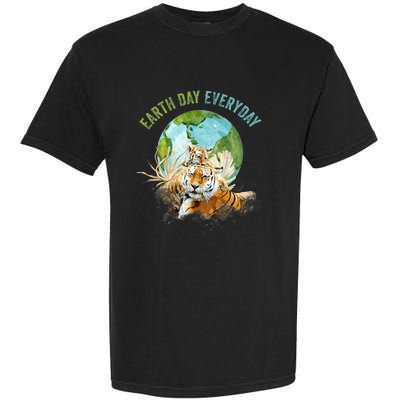 Earth Day Everyday Mama Tiger Watercolor Planet And Animals Garment-Dyed Heavyweight T-Shirt