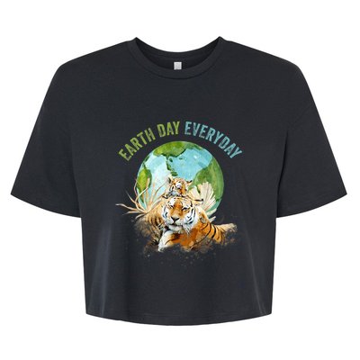 Earth Day Everyday Mama Tiger Watercolor Planet And Animals Bella+Canvas Jersey Crop Tee