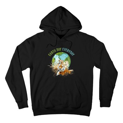 Earth Day Everyday Mama Tiger Watercolor Planet And Animals Hoodie