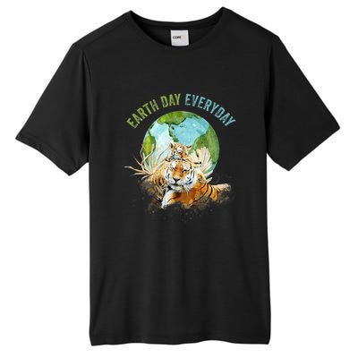 Earth Day Everyday Mama Tiger Watercolor Planet And Animals Tall Fusion ChromaSoft Performance T-Shirt