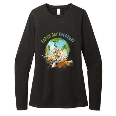 Earth Day Everyday Mama Tiger Watercolor Planet And Animals Womens CVC Long Sleeve Shirt