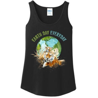 Earth Day Everyday Mama Tiger Watercolor Planet And Animals Ladies Essential Tank