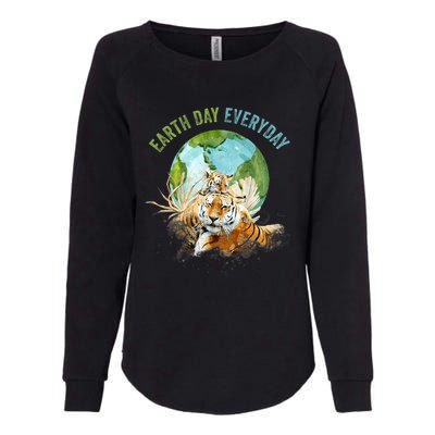 Earth Day Everyday Mama Tiger Watercolor Planet And Animals Womens California Wash Sweatshirt