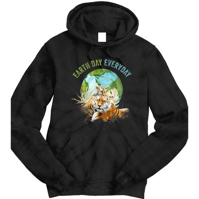 Earth Day Everyday Mama Tiger Watercolor Planet And Animals Tie Dye Hoodie