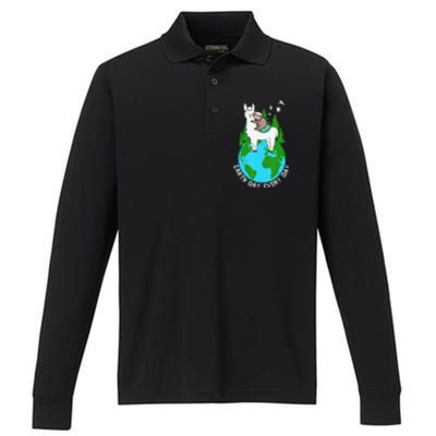 Earth Day Everyday Llama Sloth Cool Earth Day Lover Performance Long Sleeve Polo