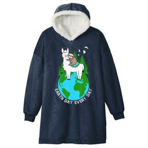 Earth Day Everyday Llama Sloth Cool Earth Day Lover Hooded Wearable Blanket