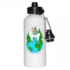 Earth Day Everyday Llama Sloth Cool Earth Day Lover Aluminum Water Bottle