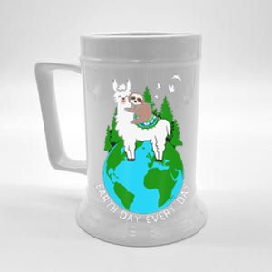 Earth Day Everyday Llama Sloth Cool Earth Day Lover Beer Stein