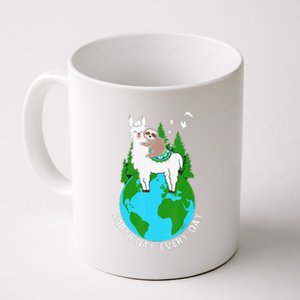 Earth Day Everyday Llama Sloth Cool Earth Day Lover Coffee Mug