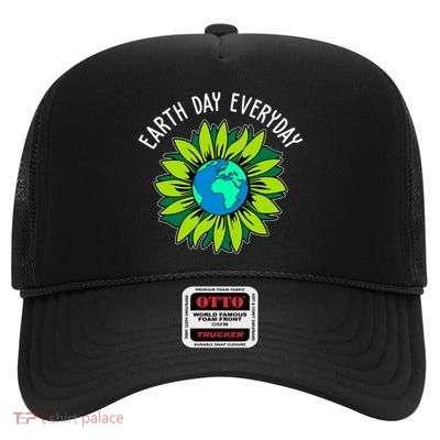 Earth Day Everyday Flower Globe High Crown Mesh Back Trucker Hat