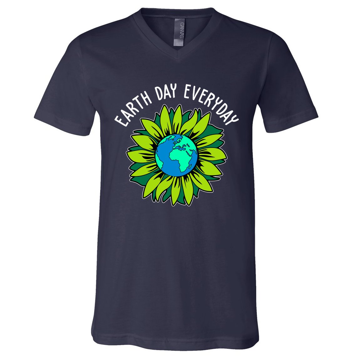 Earth Day Everyday Flower Globe V-Neck T-Shirt