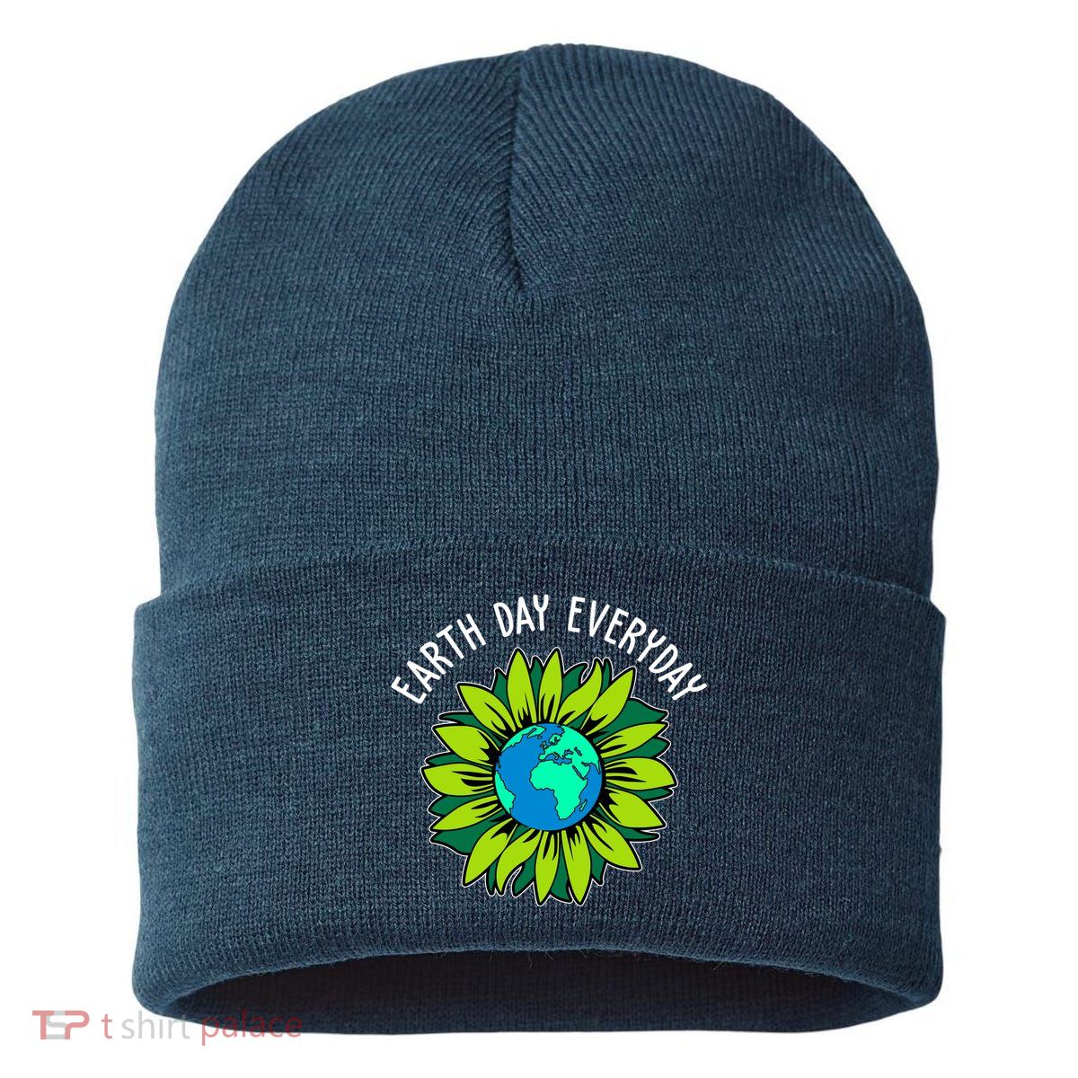 Earth Day Everyday Flower Globe Sustainable Knit Beanie