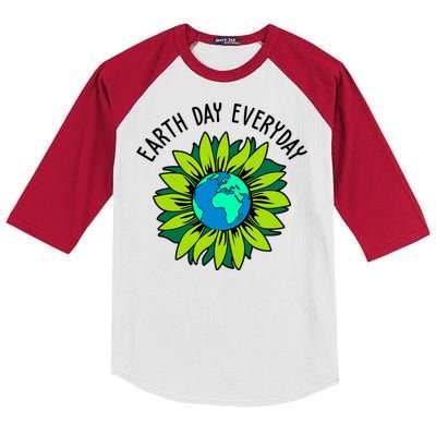 Earth Day Everyday Flower Globe Kids Colorblock Raglan Jersey