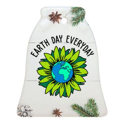 Earth Day Everyday Flower Globe Ceramic Bell Ornament