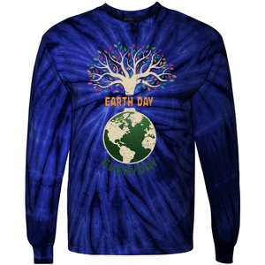 Earth Day Everyday Planet Anniversary Nature Tree Earth Day Tie-Dye Long Sleeve Shirt