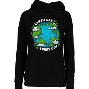 Earth Day Every Day Cute Environmental Eco Present Womens Funnel Neck Pullover Hood