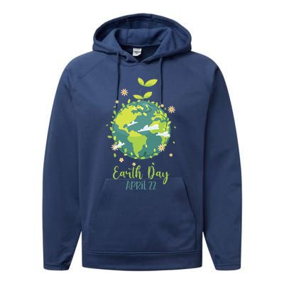 Earth Day Everyday Planet Design Earth Day Performance Fleece Hoodie