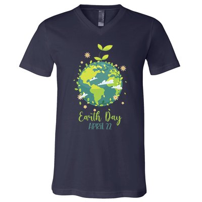 Earth Day Everyday Planet Design Earth Day V-Neck T-Shirt