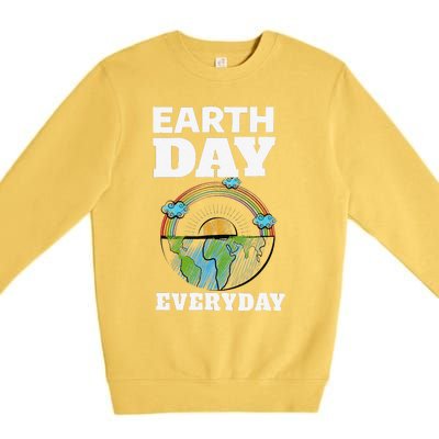 Earth Day Everyday Rainbow Teacher Retro Cute Earth Day Premium Crewneck Sweatshirt