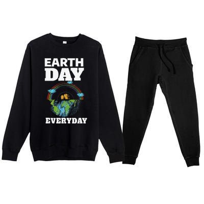 Earth Day Everyday Rainbow Teacher Retro Cute Earth Day Premium Crewneck Sweatsuit Set