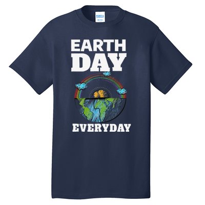 Earth Day Everyday Rainbow Teacher Retro Cute Earth Day Tall T-Shirt