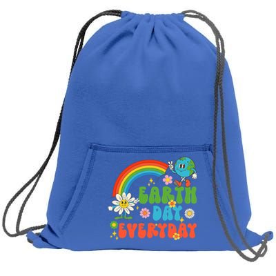 Earth Day Everyday Rainbow Hippie Groovy Save Planet Earth Cute Gift Sweatshirt Cinch Pack Bag