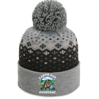 Earth Day Everyday Sloth Peace Love Planet And Animals Funny Gift The Baniff Cuffed Pom Beanie