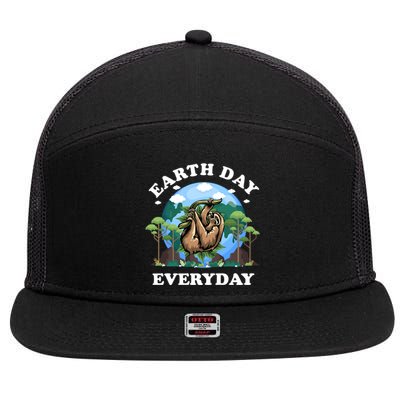 Earth Day Everyday Sloth Peace Love Planet And Animals Funny Gift 7 Panel Mesh Trucker Snapback Hat