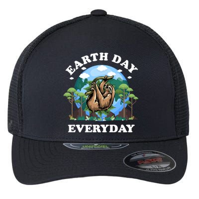 Earth Day Everyday Sloth Peace Love Planet And Animals Funny Gift Flexfit Unipanel Trucker Cap