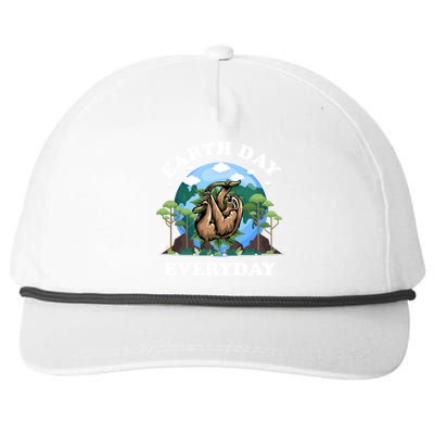 Earth Day Everyday Sloth Peace Love Planet And Animals Funny Gift Snapback Five-Panel Rope Hat