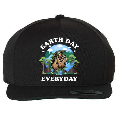 Earth Day Everyday Sloth Peace Love Planet And Animals Funny Gift Wool Snapback Cap