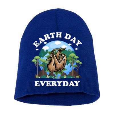 Earth Day Everyday Sloth Peace Love Planet And Animals Funny Gift Short Acrylic Beanie