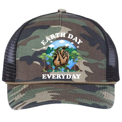 Earth Day Everyday Sloth Peace Love Planet And Animals Funny Gift Retro Rope Trucker Hat Cap