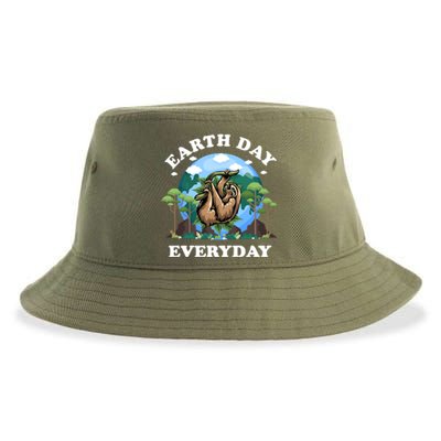 Earth Day Everyday Sloth Peace Love Planet And Animals Funny Gift Sustainable Bucket Hat