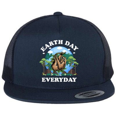 Earth Day Everyday Sloth Peace Love Planet And Animals Funny Gift Flat Bill Trucker Hat