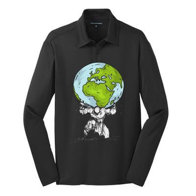 Earth Day, Earth Day, Earth Day, Earth Day Silk Touch Performance Long Sleeve Polo