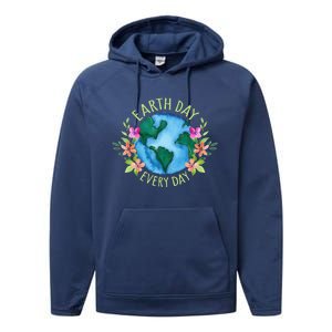 Earth Day Everyday Retro Environmental Women Earth Day Performance Fleece Hoodie