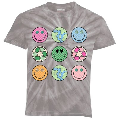 Earth Day Everyday Groovy Face Recycle Save Our Planet Kids Tie-Dye T-Shirt