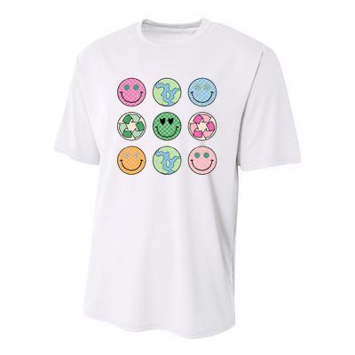 Earth Day Everyday Groovy Face Recycle Save Our Planet Youth Performance Sprint T-Shirt