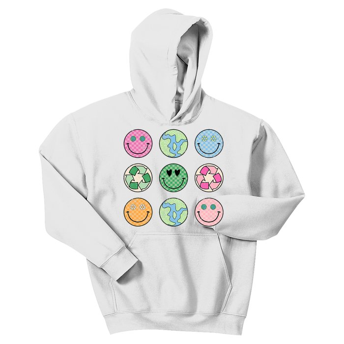 Earth Day Everyday Groovy Face Recycle Save Our Planet Kids Hoodie