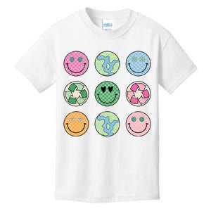 Earth Day Everyday Groovy Face Recycle Save Our Planet Kids T-Shirt