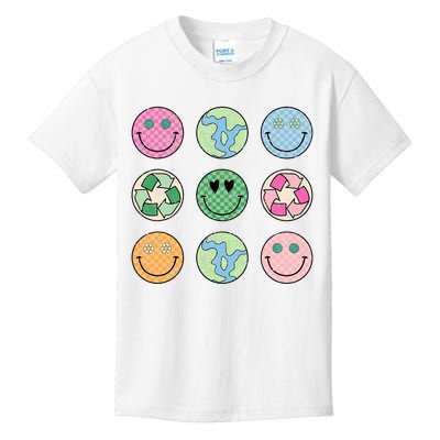 Earth Day Everyday Groovy Face Recycle Save Our Planet Kids T-Shirt